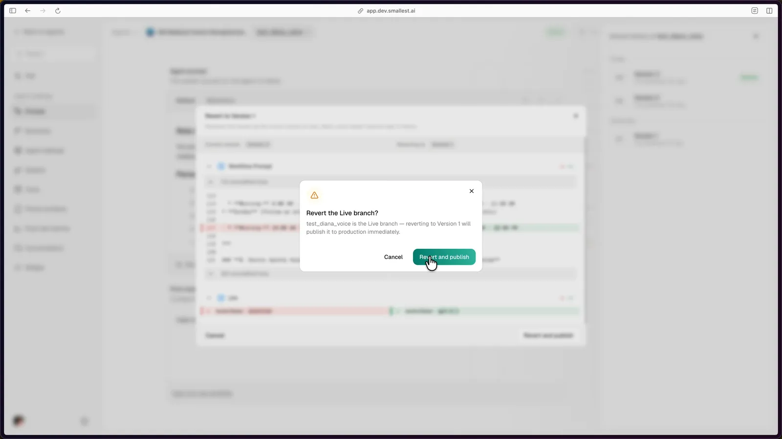 Revert live-branch confirmation