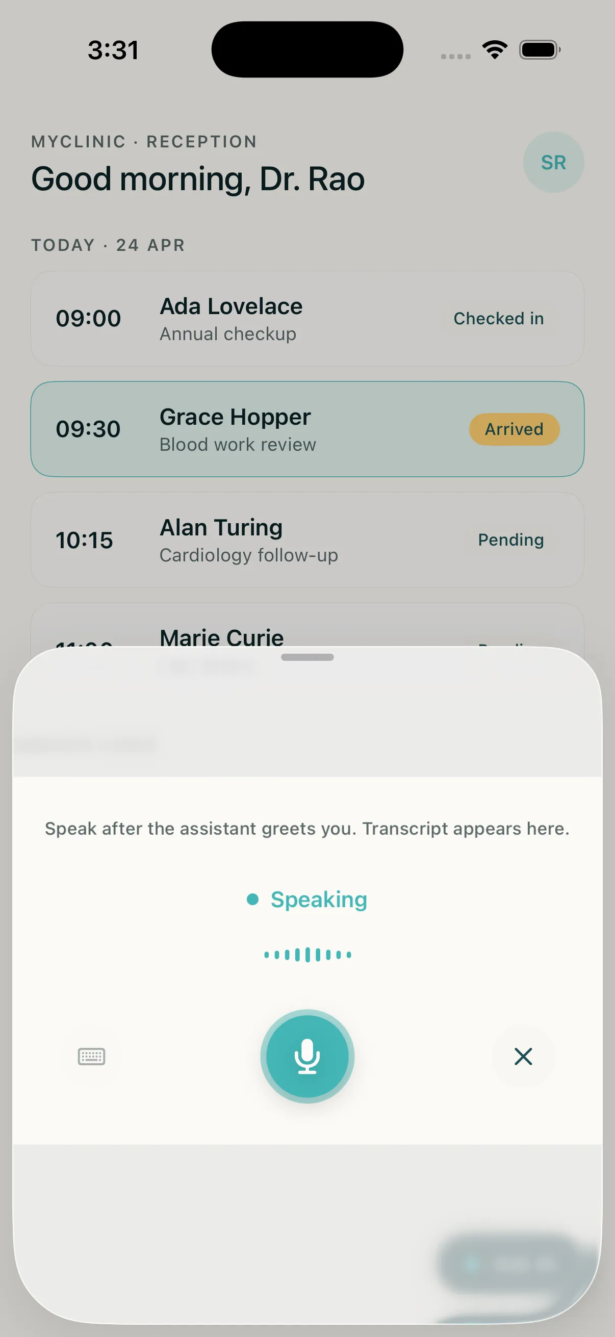 iOS widget sheet speaking
