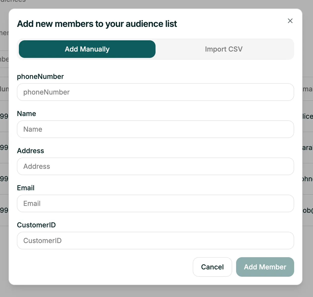 Add member manually