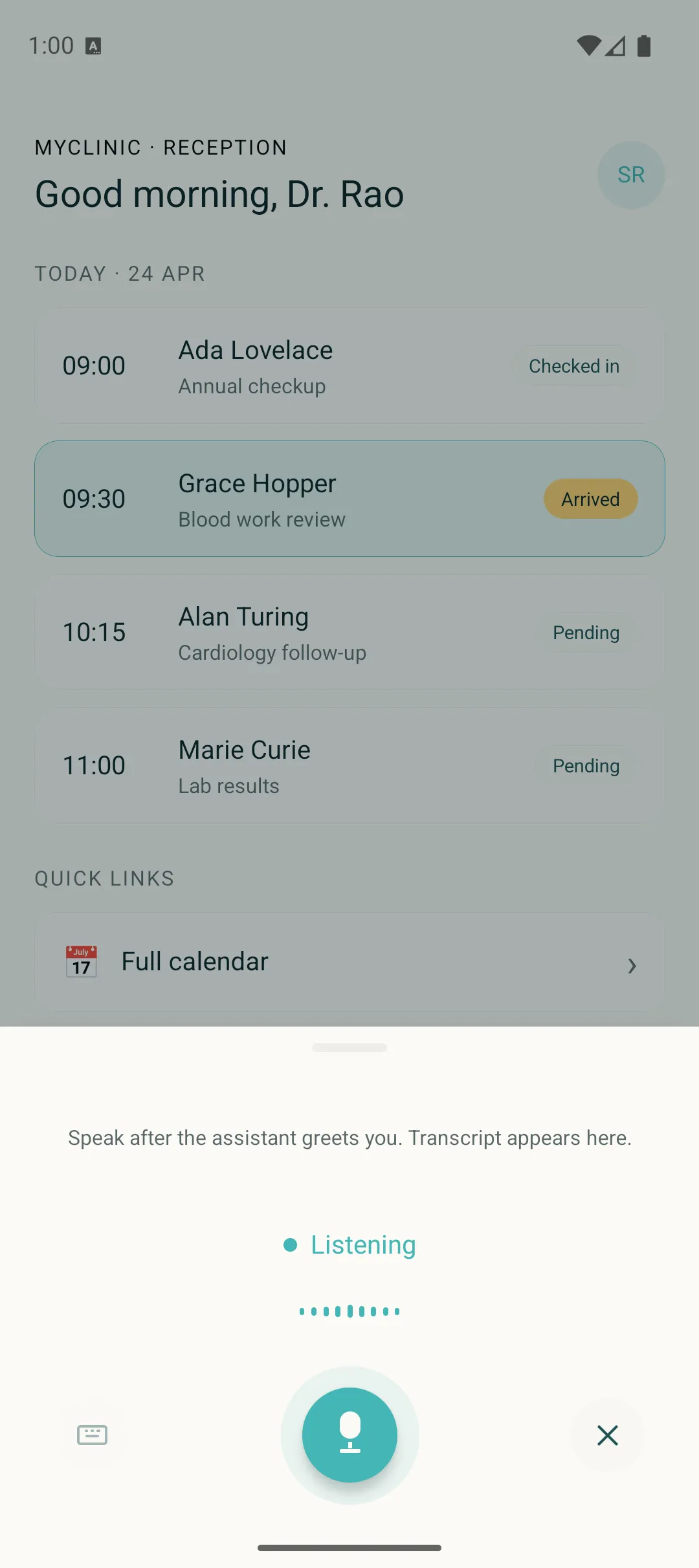 React Native widget sheet listening