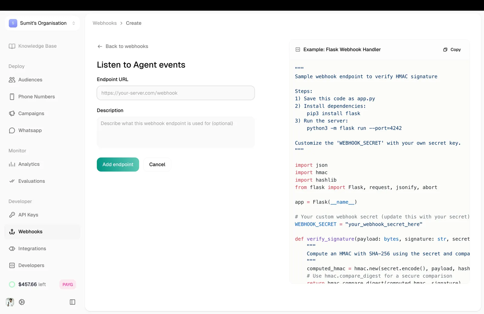 Create webhook